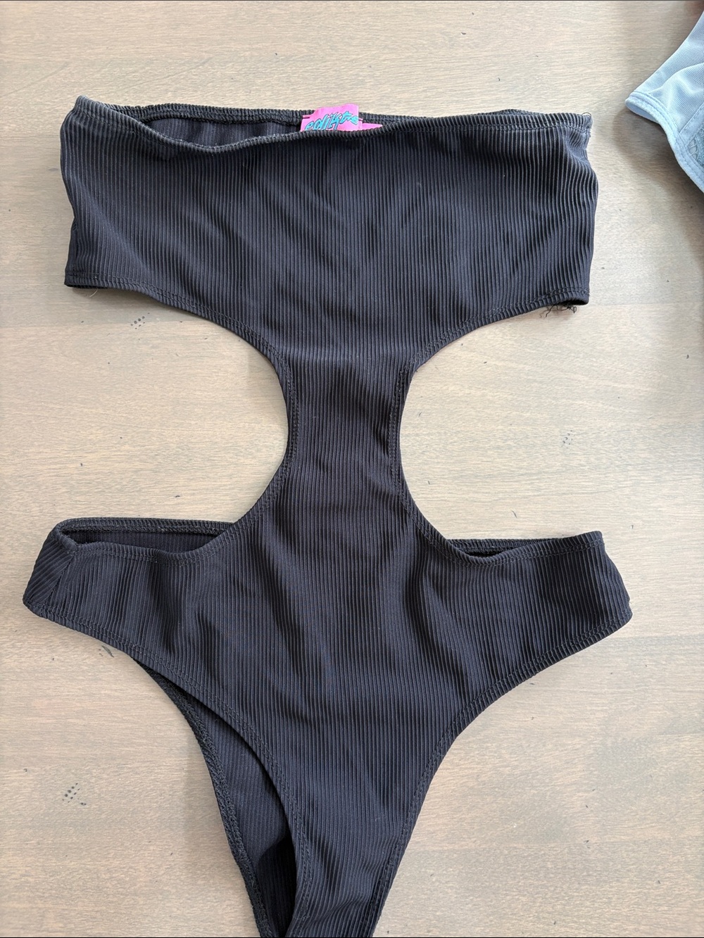 Edikted Black Ribbed Cutout Bodysuit
